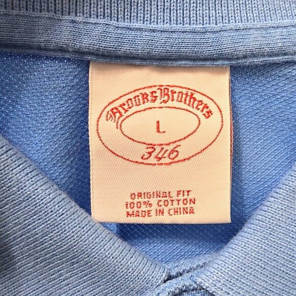 Brooks Brothers 346 Original Fit Blue Polo Shirt Sz L - Picture 8 of 10